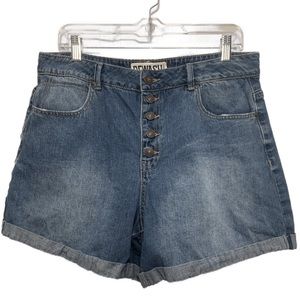 Rewash Denim High Rise Shorts Sz 12 Women Medium Wash Cuffed Button Fly